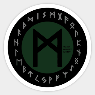 Green Mannaz Elder Futhark Rune | Viking | Pagan Symbol Sticker